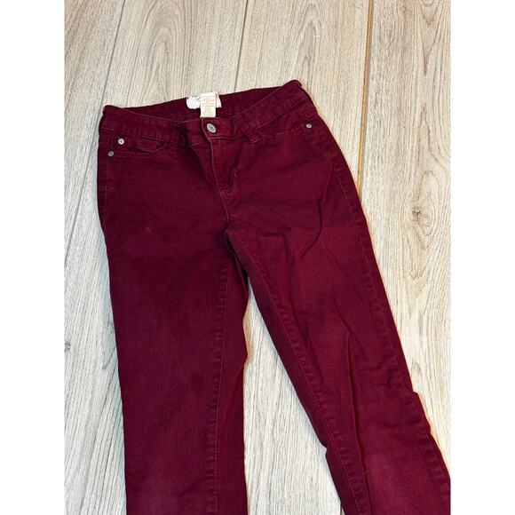 Altar'd State Cranberry Burgundy Red Wine Skinny Jean 25/1 Pants Boho Casual - Picture 4 of 7